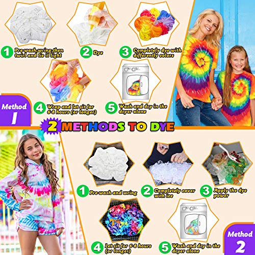 lenbest 208 PCS Tie Dye Kit, 24 Colores Tie Dye DIY Kit, 100 Ml Tinta Teñido Anudado para Teñir Telas, Kit de Pintura Textil de Ropa de Moda DIY, Arte Creativa y Artesanía para Adulto y Niño