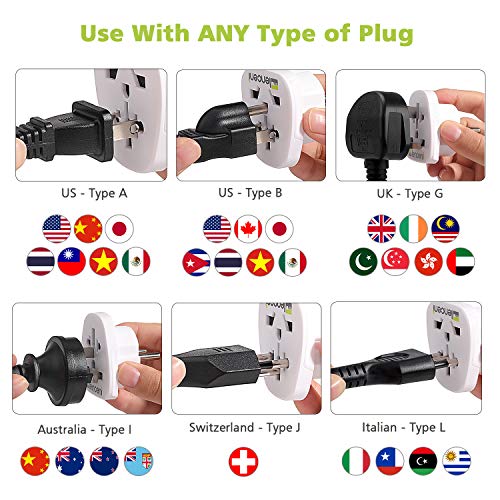 LENCENT 2x Adaptador Enchufe UK/Ingles/Reino Unido/US/Americano/Australia/Cina/Chino/China/Japonés/Suiza y así a Europeo Españal UE Schuko Universal Adapter Corriente de Viaje con Toma de Tierra