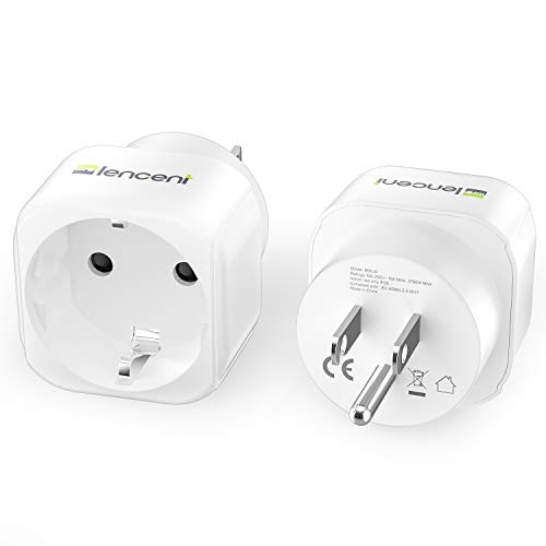 LENCENT 2X Adaptador Enchufe USA Americano Adaptador de Viaje, Español 2-Pin Europa a 3-Pin EEUU para Estados Unidos Canada Mexico Tailandia Colombia Dominicano(Tipo B)