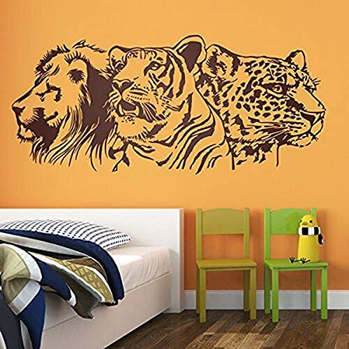 León Tigre leopardo calcomanía de pared decoración de habitación de niños Safari animales africanos vinilo decoración del hogar Mural A2 70x31cm