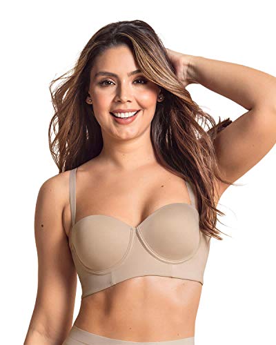 Leonisa Sujetador Reductor Push up sin Tirantes para Mujer - Sujetador 360