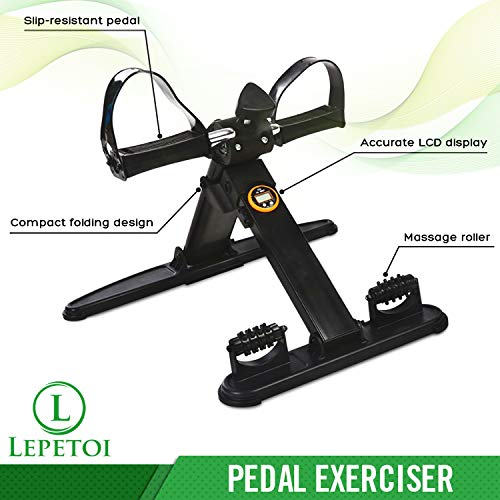 Lepetoi Pedales Estáticos Ejercicio Con Rodillo de Masaje para Promover la Circulación - Entrenamiento en Casa, Ideal para Personas Mayores y Gente Ocupada - Sistema Fácil de Usar, Plegable