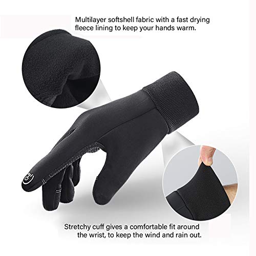 LERWAY Guantes Cálidos de Invierno, Pantalla Táctil a Prueba de Viento Guantes Deportivos para Hombres y Mujeres, Guantes Antideslizantes para Correr, Conducir, Ciclismo, Escalar (S)