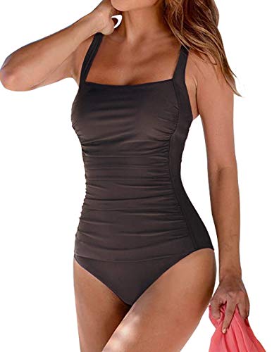 Leslady Banadores Mujer Reductores Mujer Color sólido Traje de baño Bandeau Monokini Body Shaping Correa de Hombro Ajustable Trajes de una Pieza