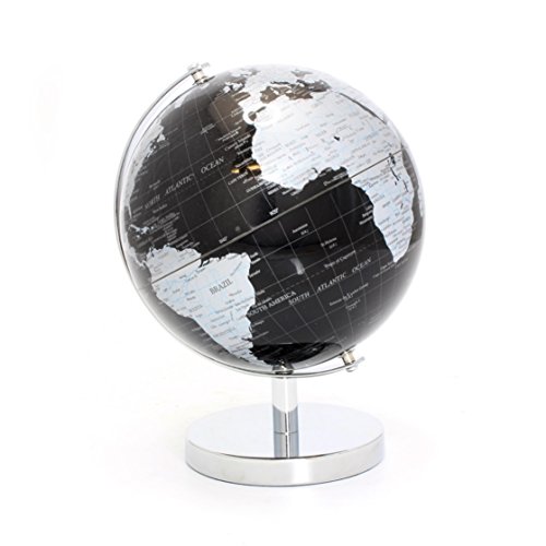 Lesser & Pavey Globo Mundial, Metal, Plata y Negro, 19 cm