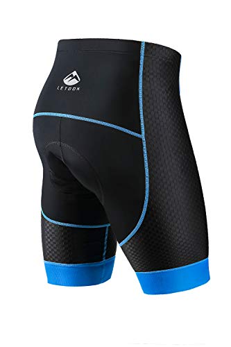 Letook Pantalones Cortos Ciclismo para Hombres Bicicleta Traspirable con Gel Acolchado Anti-UV y Cómodo(Negro&Azul,XL)