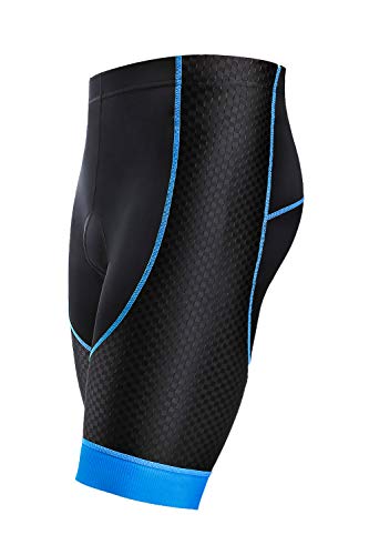 Letook Pantalones Cortos Ciclismo para Hombres Bicicleta Traspirable con Gel Acolchado Anti-UV y Cómodo(Negro&Azul,XL)