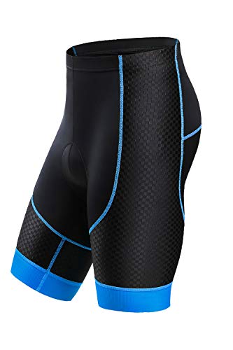 Letook Pantalones Cortos Ciclismo para Hombres Bicicleta Traspirable con Gel Acolchado Anti-UV y Cómodo(Negro&Azul,XL)