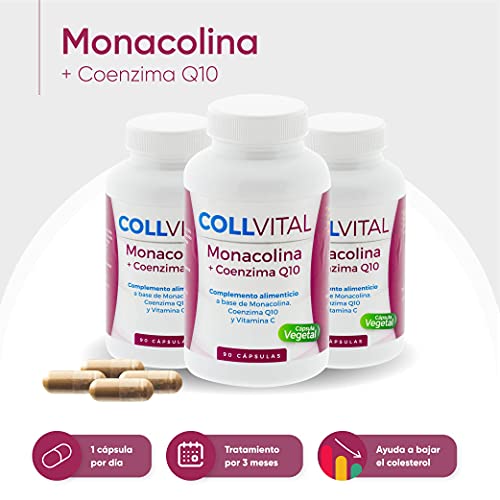 Levadura de Arroz Rojo con Coenzima Q10 pastillas para reducir el Colesterol Monacolina natural plus Dosis en Capsulas para bajar el colesterol Tratamiento 3 Meses