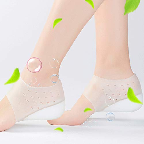 Lezed Plantillas de Silicona para Aumentar la Altura del Talón Invisible Aumentar la Altura Plantilla Zapatos Mangas del talón Alivie el pie Dolor agrietado pie Agrietado Reparación 3cm