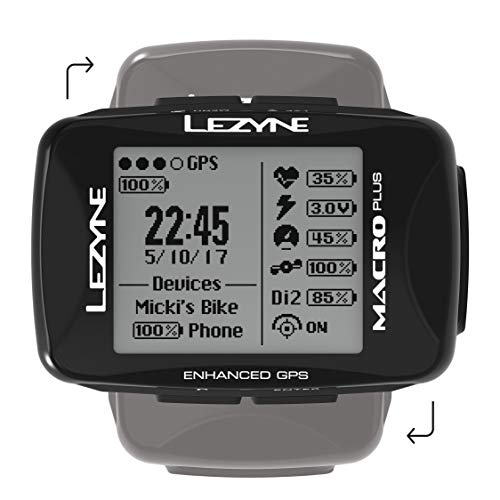 LEZYNE Macro Plus HR - Contador GPS para Bicicleta o montaña, Unisex, Color Negro, Talla única