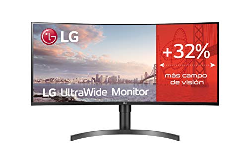 LG 35WN73A-B - Monitor Ultrapanorámico Curvo LG UltraWide WQHD de 88,9 cm (35") con Panel VA (3440 x 1440 píxeles, 21:9, 300 cd/m², sRGB 99%, 1000:1, 5 ms GtG, 100Hz, FreeSync, DP, HDMI, USB-C) Negro