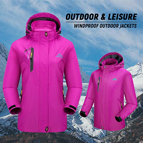 LHHMZ Chaqueta de senderismo a prueba de viento para mujer, ligera, transpirable, impermeable, al aire libre, Softshell casual abrigos con capucha, Mujer, 02Rose Red, S