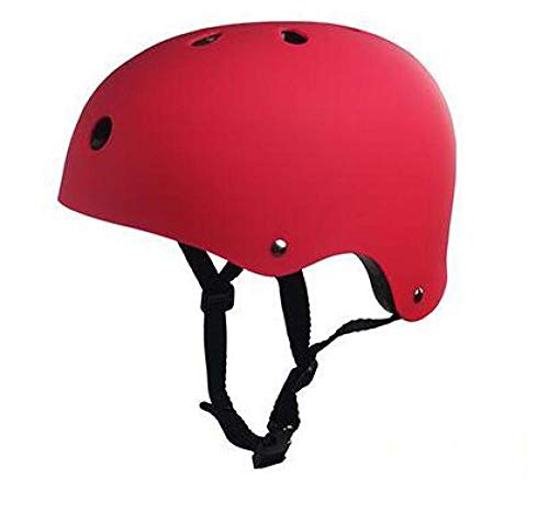 lhmlyl Cascos De Bicicleta Casco de Seguridad Niño Adulto Bicicleta Bicicleta Bicicleta Scooter BMX Patineta Skate Stunt Bomber Ciclismo-Rojo_S 49-53cm