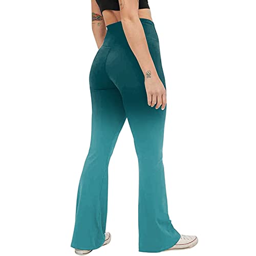 Liably Leggings de cintura alta para mujer, push-up, sexy, pantalones de yoga, cruzados, pernera ancha, pantalones de entrenamiento, estiramientos, ocio, verde, S