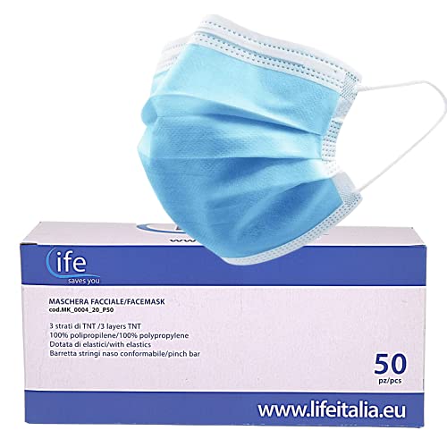 Life Italia Mascarillas quirúrgicas con certificación 50 de 3 capas Tipo II R, fabricadas en Italia, alta eficiencia de filtrado