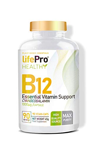 Life Pro Health vitamina B12 vegana – Vitamina B12 1000 mcg de alta asimilación – B12 Vitamin cianocobalamina para el aporte necesario del organismo - 90 cápsulas veganas