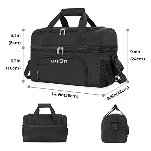 Lifewit 27can Nevera Portatil Bolsa Térmica Comida Doble Capa Porta Alimentos de Refrigeración Aislamiento Bolsa con Correa Ajustable para Picnics, Playa, Soporte, Camping, Negro