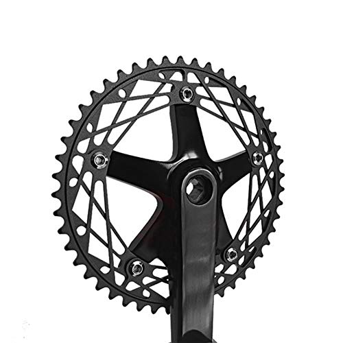 Ligera Pista de Bicicletas Fixie 49T BCD144 de Aluminio de una Sola Velocidad Bici de la Pista Bici del Camino del Engranaje Fijo la Bici Chainwheel Bielas (Color : Black)