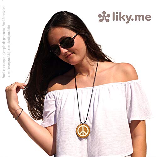 LIKY® Paz símbolo - Llavero Original de Madera Grabado Regalo para Mujer Hombre cumpleaños pasapiempo Colgante Bolso Mochila