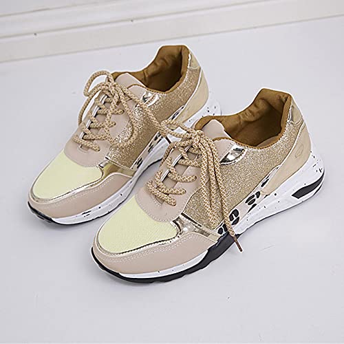 Lilygodx Zapatillas Pareja Verano de Deporte Hombre Mujer Ligero Respirable Running Bambas Calzado Deportivo Andar Sneakers Gimnasio Casuales Fitness Outdoor Antideslizante Gris Beige