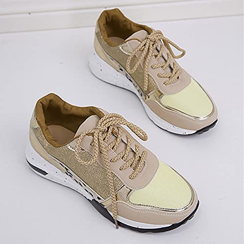 Lilygodx Zapatillas Pareja Verano de Deporte Hombre Mujer Ligero Respirable Running Bambas Calzado Deportivo Andar Sneakers Gimnasio Casuales Fitness Outdoor Antideslizante Gris Beige