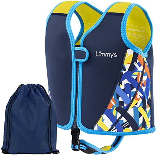 Limmys Chaleco de Natación de Neopreno de la Marca Premium para Niños - Flotador para el Aprendizaje de la Natación Ideal para Niños - Incluye una Bolsa con Cordón Extra