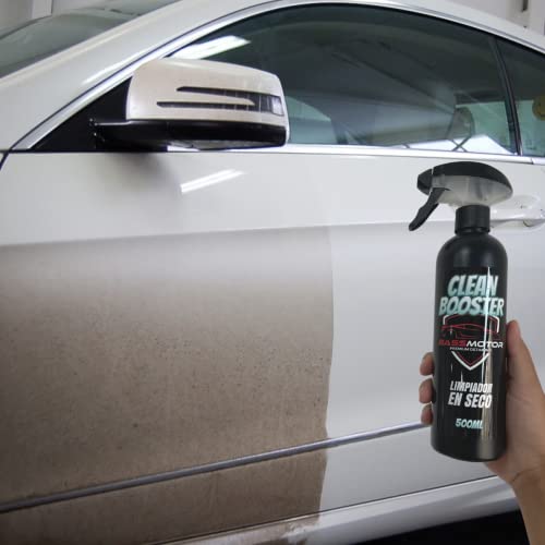 Limpiador y Abrillantador Coche en Seco Cera Líquida Rápida de Carnauba para Limpieza Sin Agua Exterior Sin Arañazos Abrillantador de Carrocería Moto ​Uso Fácil BassMotor - Clean Booster 500ml