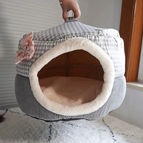 Linda Cama para Mascotas Cama de Mascotas Auto-Calentamiento 2 en 1 Forma de Cueva Plegable High Elastic Foam Cat Cat Cat for Gatos y Perros pequeños Cama cálida y Confortable para Perros y Gatos