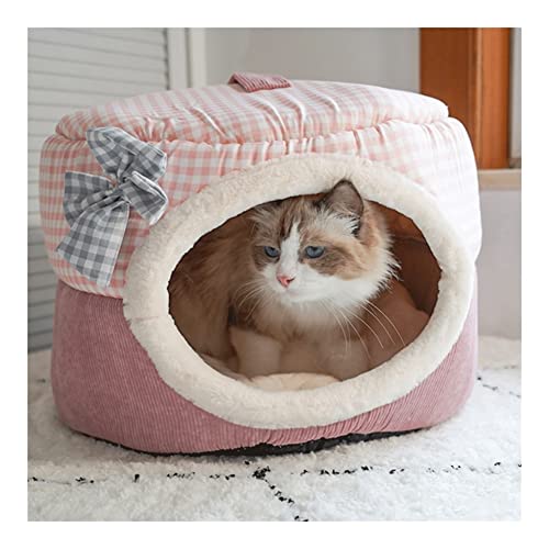 Linda Cama para Mascotas Cama de Mascotas Auto-Calentamiento 2 en 1 Forma de Cueva Plegable High Elastic Foam Cat Cat Cat for Gatos y Perros pequeños Cama cálida y Confortable para Perros y Gatos