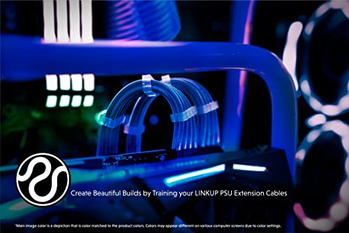 LINKUP - 50cm 4 Pines CPU ATX Placa Base PSU Fuente de Alimentación Cable de Extensión de PC Personalizado con Mangas Trenzadas con Peines┃Un Solo Paquete┃500mm - Azul