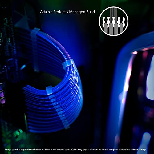 LINKUP - 50cm 4 Pines CPU ATX Placa Base PSU Fuente de Alimentación Cable de Extensión de PC Personalizado con Mangas Trenzadas con Peines┃Un Solo Paquete┃500mm - Azul