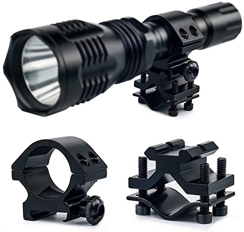 Linterna de caza con LED verde rojo blanco, luz de depredador de 350 yardas con interruptor de presión, montaje de rifle montaje de alcance para cerdos Coyotes Varmints Mapaches Coon Deer noche caza