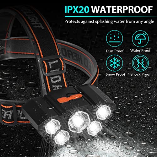 Linterna Frontal LED Recargable Alta Potencia, Linterna Cabeza con 3 Modos, Alcance de 100M, luz para bicicleta conImpermeable IPX4 para Casco, Pesca, Bicicleta, Camping y Caza