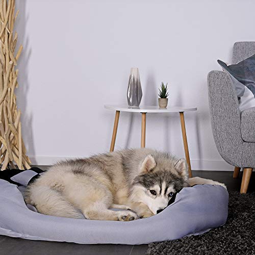 lionto by dibea Cama para perros 4 en 1 cojín para perros cesta para perros con cojín reversible (L) 110x80 cm negro/gris