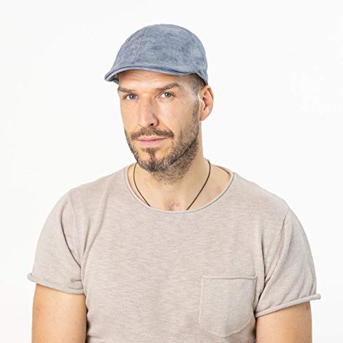 LIPODO Flatcap Used Look Denim para Hombre - Gorra Plana en Look Tejano - Gorra de Hombre con Cinta elástica - Flat Cap con algodón - Gorra para Primavera/Verano Azul-mélange M (57-58 cm)