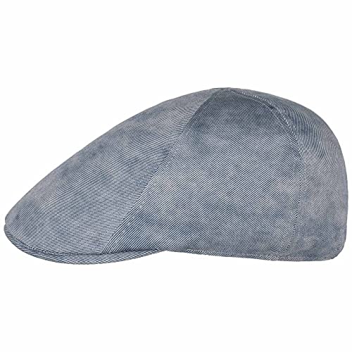 LIPODO Flatcap Used Look Denim para Hombre - Gorra Plana en Look Tejano - Gorra de Hombre con Cinta elástica - Flat Cap con algodón - Gorra para Primavera/Verano Azul-mélange M (57-58 cm)