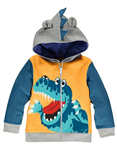 LitBud Niños Sudaderas con capucha para niño Dinosaurio de dibujos animados Jurassic World Park Navidad Acción de gracias Zipper Packaway Chaqueta Otoño Coat UK 2-3 Años 3T