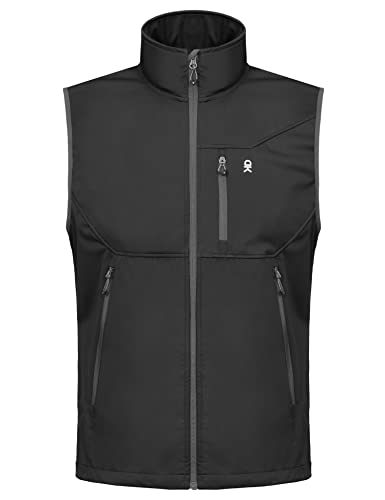 Little Donkey Andy Chaleco ligero Softshell para hombre, chaqueta sin mangas a prueba de viento, para viajes, senderismo, correr, golf, negro, XXL