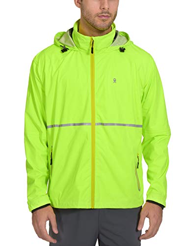 Little Donkey Andy - Chaqueta de entrenamiento ligera y transpirable para hombre, con capucha, cortavientos para correr al aire libre - Amarillo - Medium