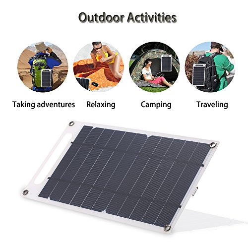 Lixada 7,8 W Cargador Solar, cargador con panel solar portátil, teléfonos inteligentes y otros dispositivos USB para teléfono móvil al aire libre Camping Escalada Senderismo