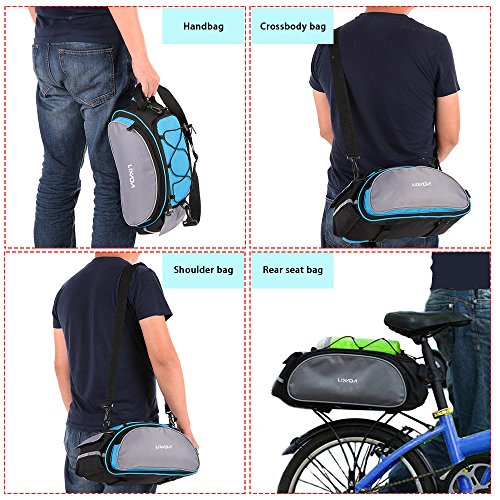 Lixada Bolsa Trasera para Bicicleta Multifuncional Bolsa de Asiento Trasero Bolsa de Hombro para Ciclismo al Aire Libre 13L Azul