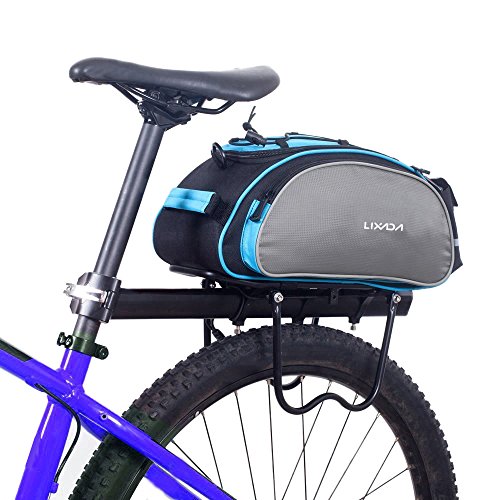 Lixada Bolsa Trasera para Bicicleta Multifuncional Bolsa de Asiento Trasero Bolsa de Hombro para Ciclismo al Aire Libre 13L Azul