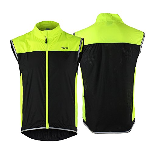 Lixada Chaleco Ciclismo, Capa Sin Mangas, Ligera Ultrafina Chaqueta de Correr, Bicicleta Chaleco a Prueba de Viento (Verde, XL)