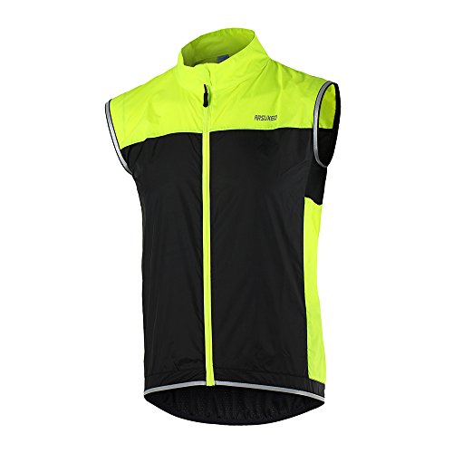 Lixada Chaleco Ciclismo, Capa Sin Mangas, Ligera Ultrafina Chaqueta de Correr, Bicicleta Chaleco a Prueba de Viento (Verde, XL)