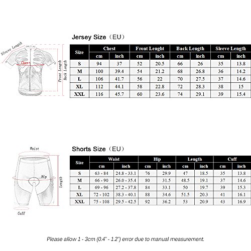 Lixada Conjunto de Maillot de Ciclismo para Hombre, Camiseta de Ciclismo de Manga Corta de Secado Rápido y Transpirable + Shorts Acolchados de Gel (Tipo 1, XL)