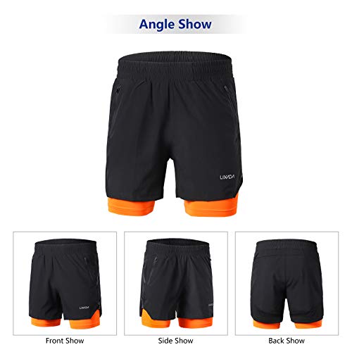 Lixada Hombres Pantalónes Cortos de Running 2-en-1, Pantalones Cortos de Atletismo/Pantalones Cortos de Fitness Maratón, Transpirable Pantalones+Secado Rápido