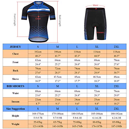 Lixada Maillot Ciclismo Hombre Transpirable Secado Rápido de Manga Corta y Pantalones Cortos Acolchados para MTB Ciclismo de Carretera