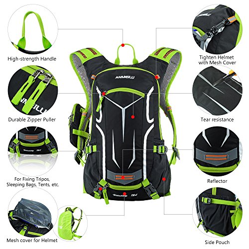 Lixada Mochila de Ciclismo Impermeable 18L Unisexo Respirable Ultraligero con Cubierta de Lluvia Mochila de Hombro para Ciclismo Montañismo Viajes