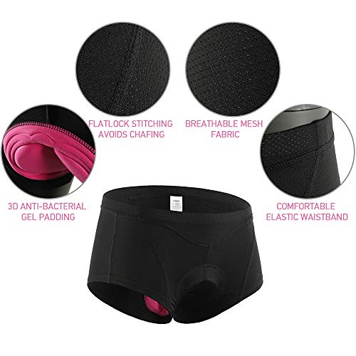 Lixada Mujer Ropa Interior de Bicicleta Calzoncillos de Bicicleta Acolchados de Gel 3D MTB Ciclismo Ropa Interior de Ciclismo Pantalones Cortos